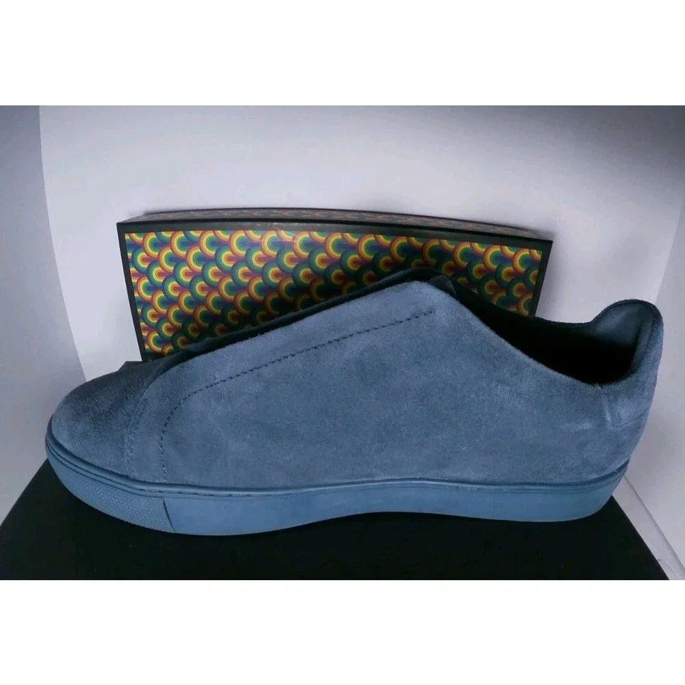 Kurt Geiger London Men's Lennon Slip on Blue Suede Sneakers Us 13 Used with box